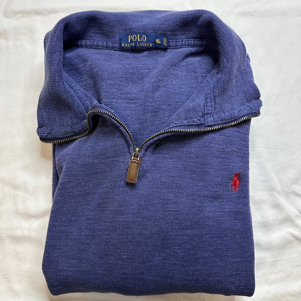 POLO RALPH LAUREN Mens XL 1/4 Zip Pullover Sweater LS Shirt Navy Blue